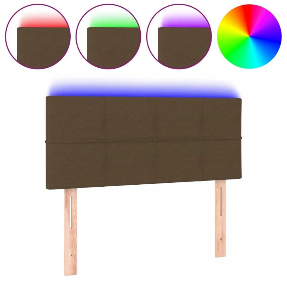 sötétbarna szövet LED-es fejtámla 80 x 5 x 78/88 cm