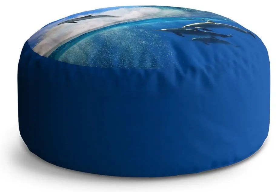 Circle zsámoly delfinek a hullámokban, kék