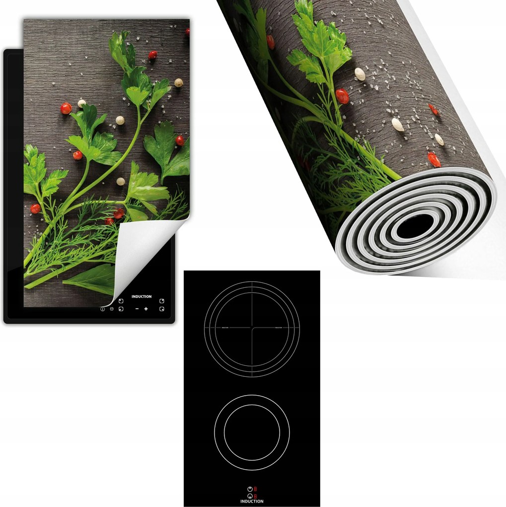 Indukciós Védőszőnyeg Konyhapultra 30x52 zöld Fűszerek