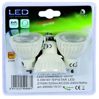 KÉSZLET 3x LED Dimmelhető izzó MR16 GU10/5W/230V 3000K - Lucide 49006/15/31