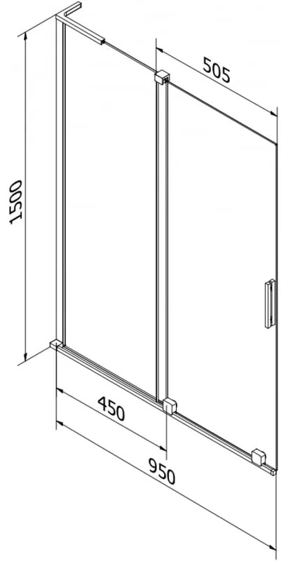 Mexen Velar L, 2 szárnyas eltolható kádparaván 95 x 150 cm, 8mm szürke üveg, króm profil, 896-095-003-41-01