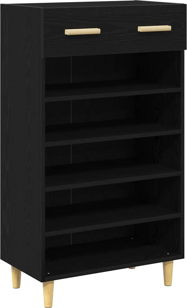 vidaXL Cipőszekrény fiókkal Fekete tölgy 60 x 35 x 105 cm Faanyag