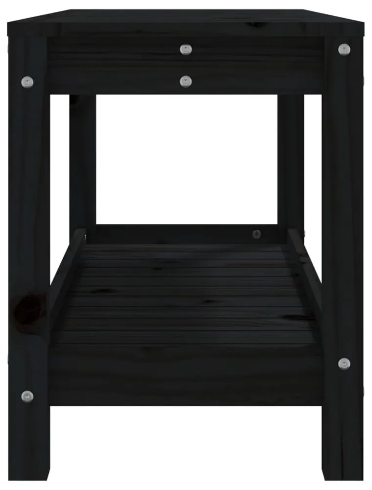 fekete tömör fenyőfa kerti pad 82,5 x 35 x 45 cm