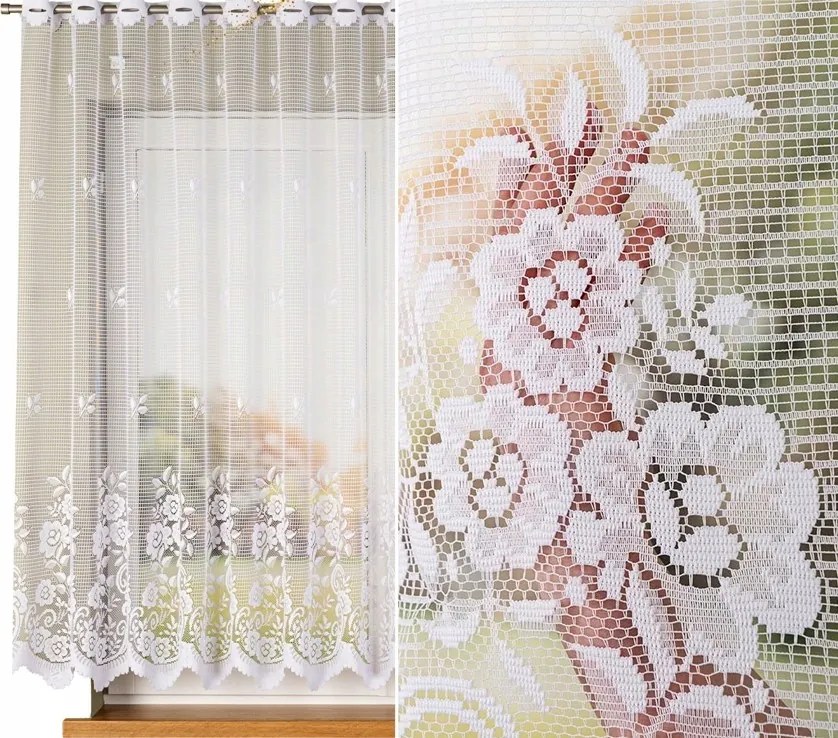 Sara jacquard függöny 400x160cm mintás 044330 egyenes virágos (szegélyekkel)