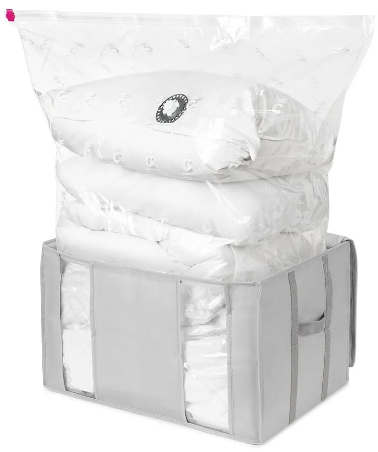 Vákuumos-megerősített textil ruhatároló doboz 56x42x33 cm Granit – Compactor