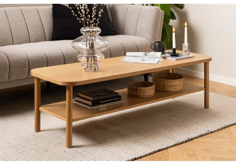 Natúr színű dohányzóasztal tölgyfa dekorral 50x150 cm Banbury – Actona