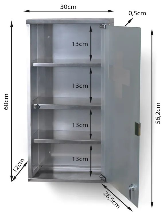 JAGO Gyógyszerszekrény XL 30 x 60 x 12 cm
