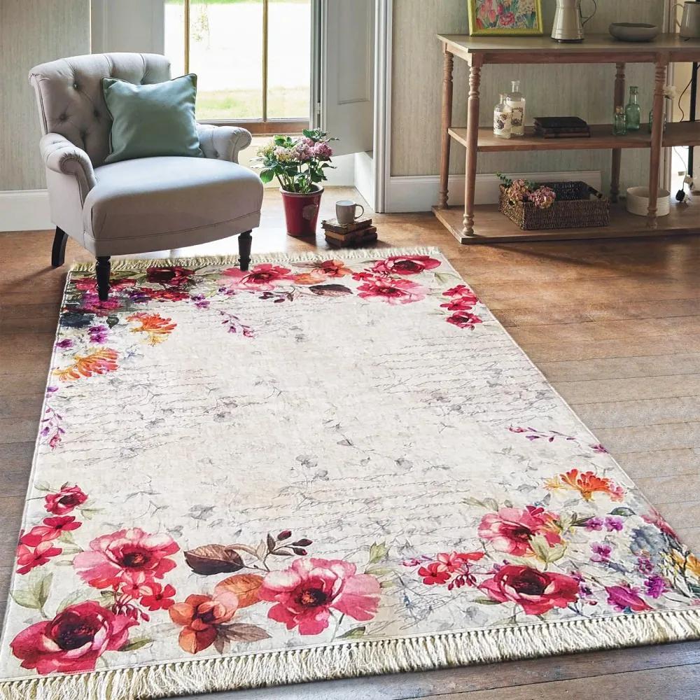 Gyönyörű szőnyeg a nappaliba virágokkal Szélesség: 80 cm | Hossz: 150 cm