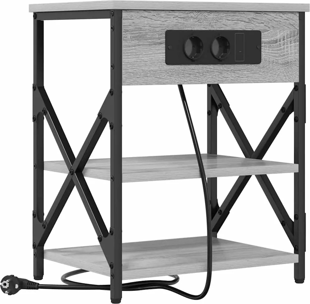 vidaXL Éjjeliszekrény polcokkal Szürke Sonoma 41 x 31 x 51 cm Faanyag