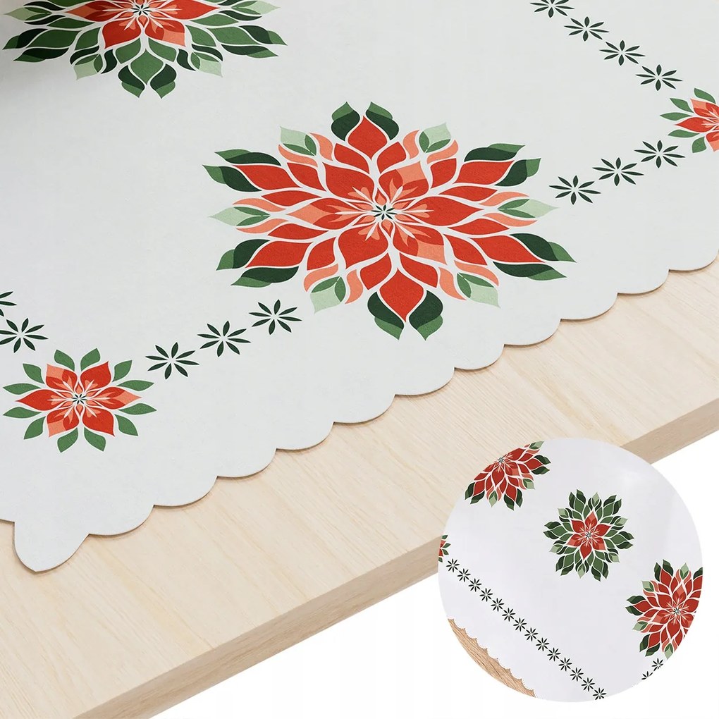 Vízálló futópad Csillag 50x100 cm Fehér Dekoratív Abrosz Az Ünnepi Asztalra