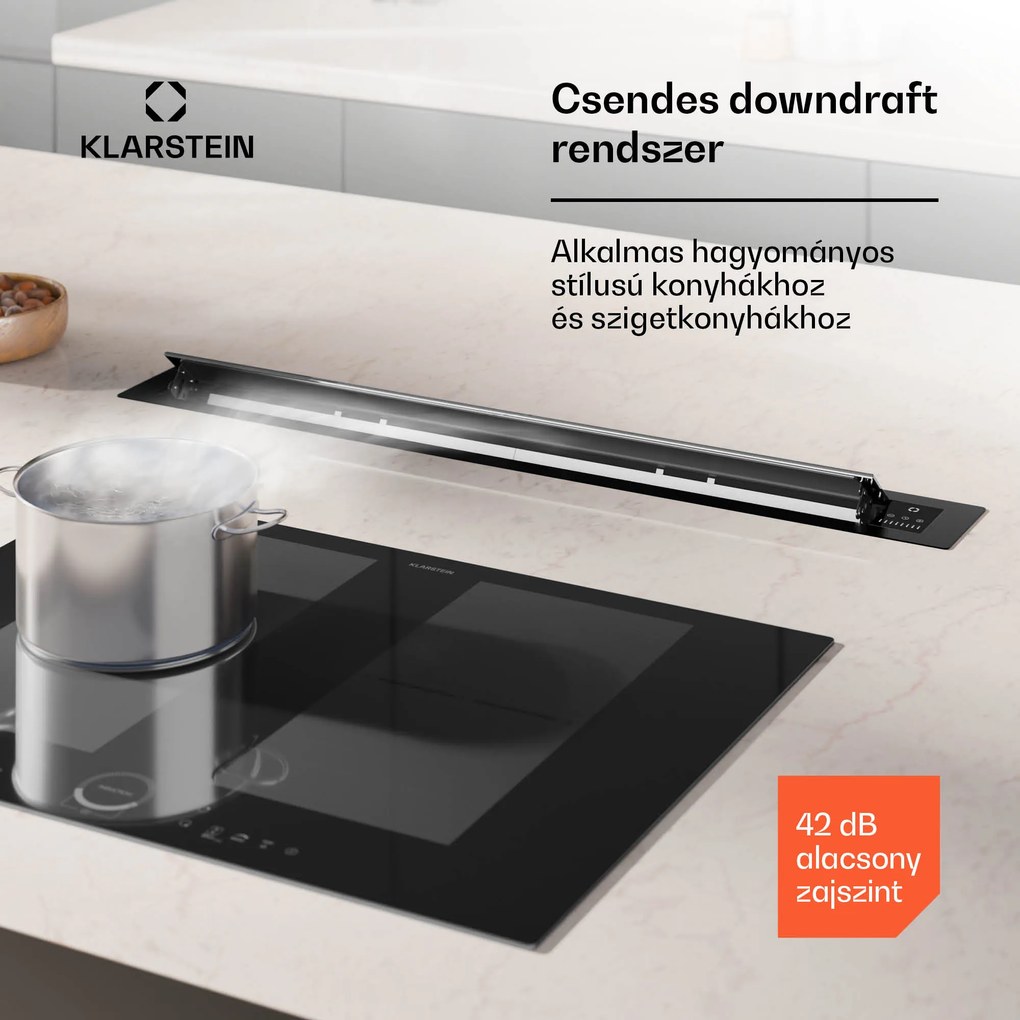 Klarstein Brisa páraelszívó, kihúzható, 710 m³/h, A+, LED, 42 dB, elszívó/recirkulációs üzemmód