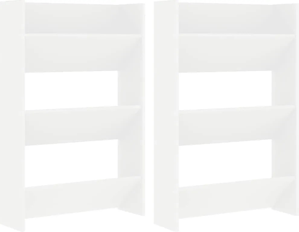 vidaXL 2 db fehér fali cipősszekrény 60 x 18 x 90 cm
