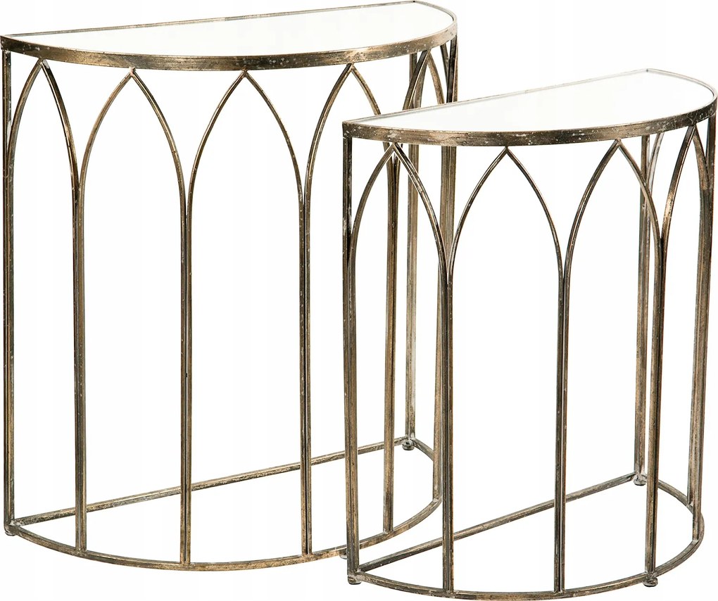 2 db Konzol Tükör Asztallappal, arany