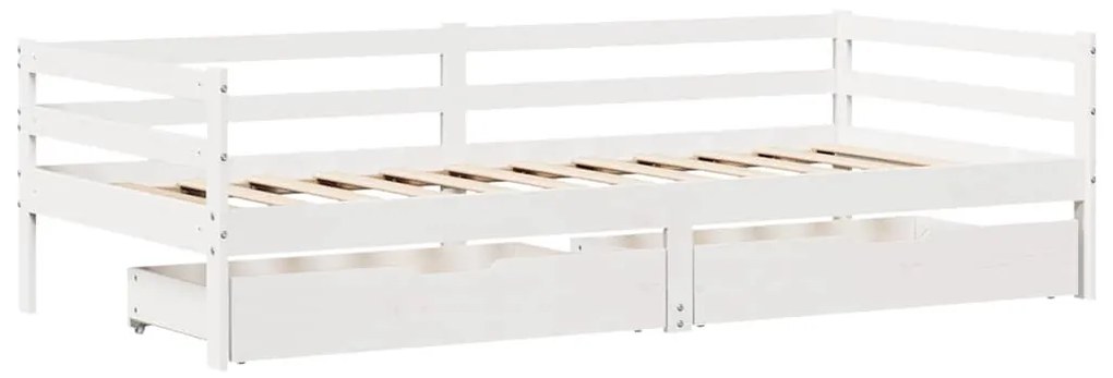 fehér tömör fenyőfa kanapéágy fiókokkal 90 x 200 cm