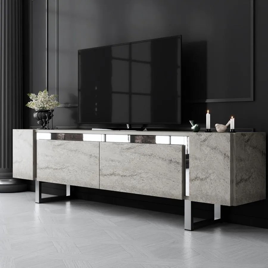TV szekrény Yildiz - Travertine, Silver