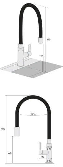 Concept BDC7138 - Mosogató csaptelep rugalmas kifolyókarral, fényes króm/fekete