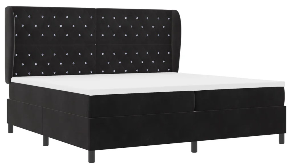 Boxspring Ágy Matrac Kárpit Fekete 200x200 cm