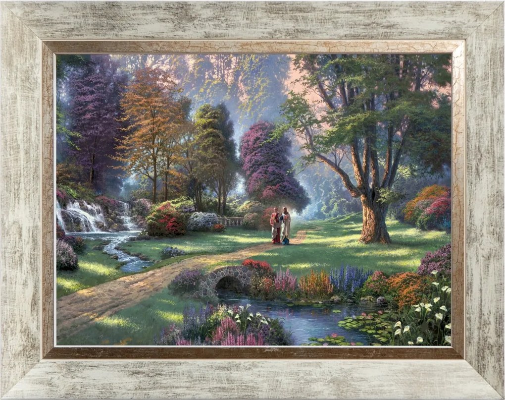 Jézus Az Édenben Szakrális Vászonkép Fehér Díszített Keretben 30X40