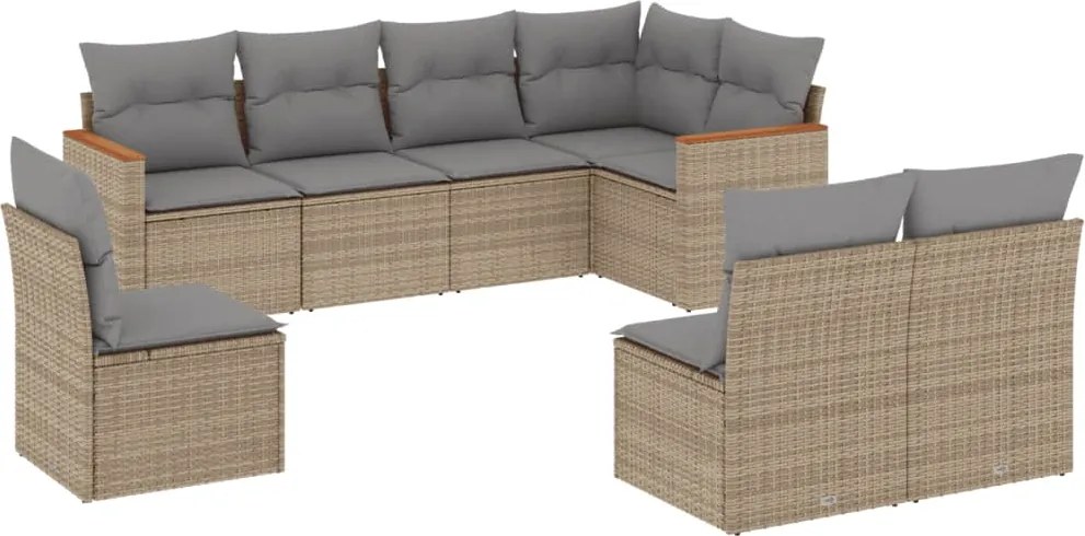 vidaXL 8 részes bézs polyrattan kerti ülőgarnitúra párnával