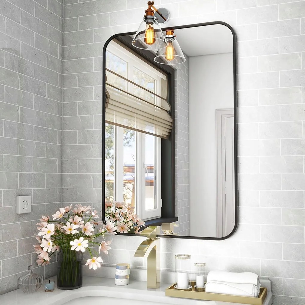 Modern Fali tükör 51 x 71cm Alumínium Fekete keret