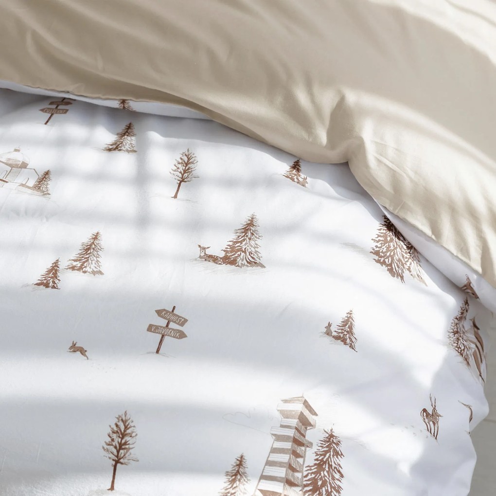 Goldea pamut ágyneműhuzat duo - hegyvidéki táj, latte színű hátoldal 220 x 200 és 2db 70 x 90 cm