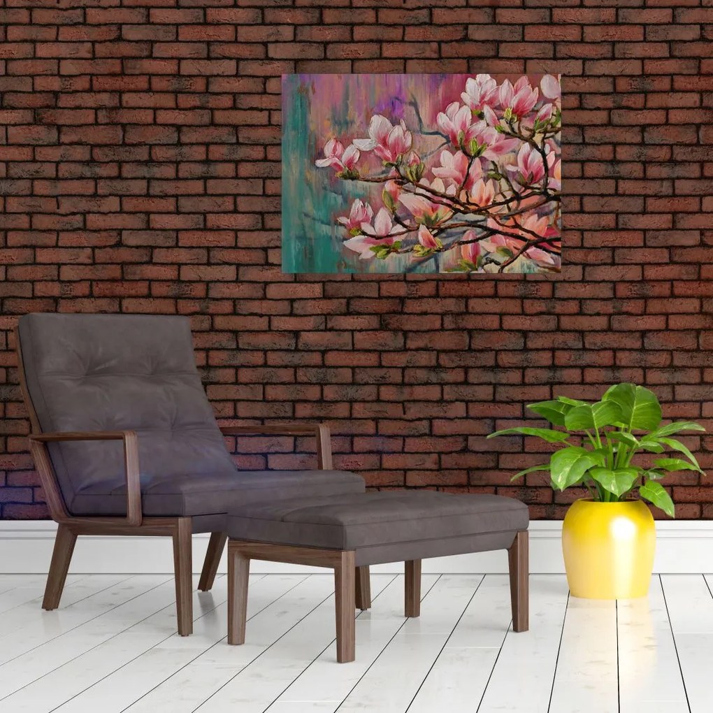 Kép - olajfestmény, virágzó Sakura (70x50 cm)