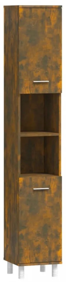 füstös tölgy színű szerelt fa fürdőszobaszekrény 30x30x179 cm