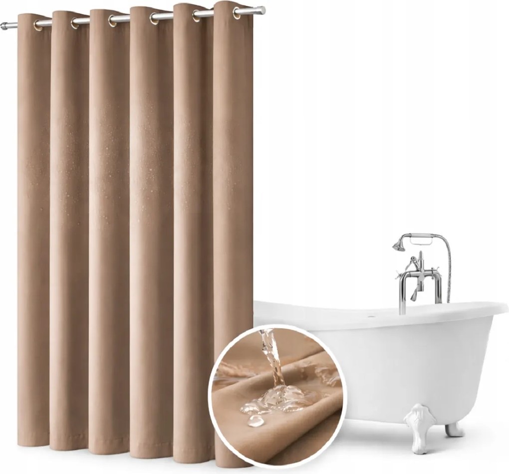 Fürdőszobai függöny 150x220 vízálló zuhanyfüggöny, bézs