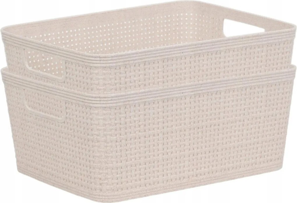 Tárolókosár szett 2 db 24,5x19x10 cm Bézs Áttört Mintás Kosár
