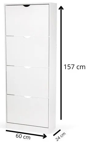 Pramino 4 Lenyíló Ajtós Cipősszekrény Fehér N