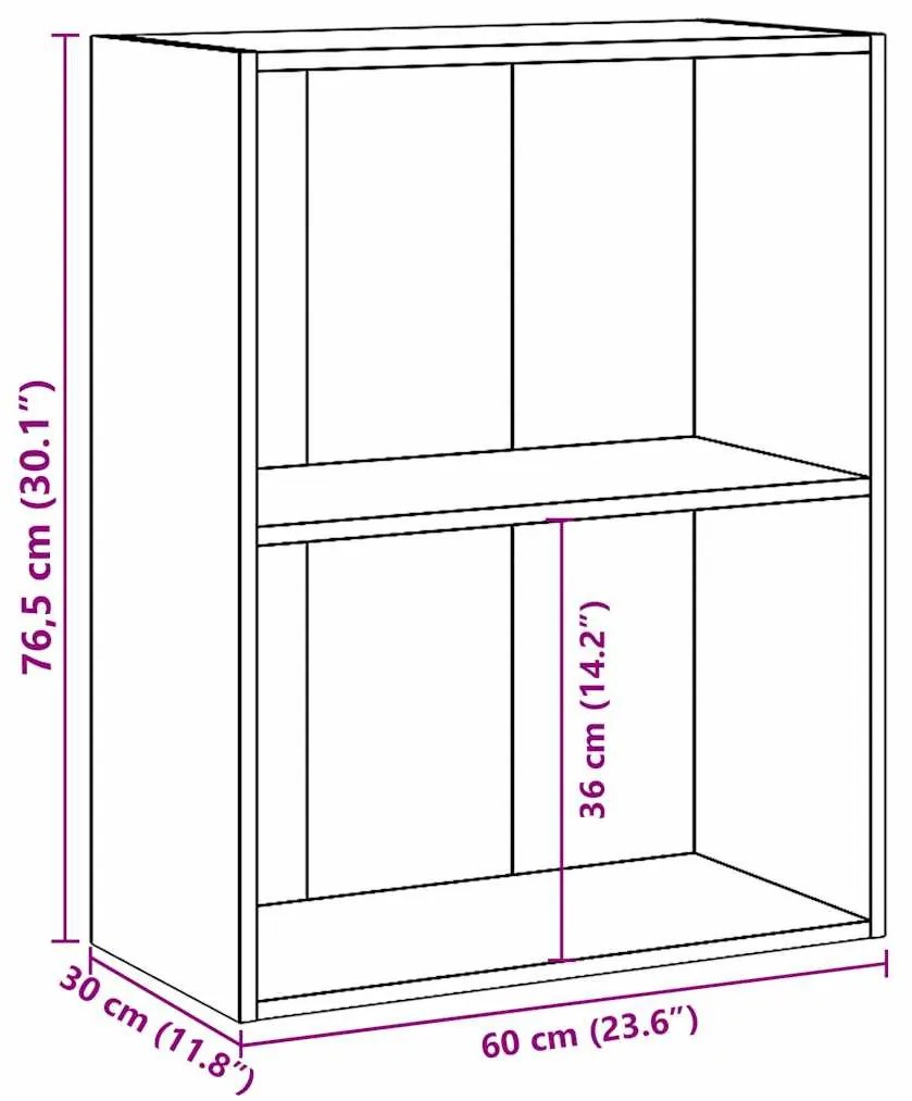2 szintes betonszürke forgácslap könyvszekrény 60x30x76,5 cm