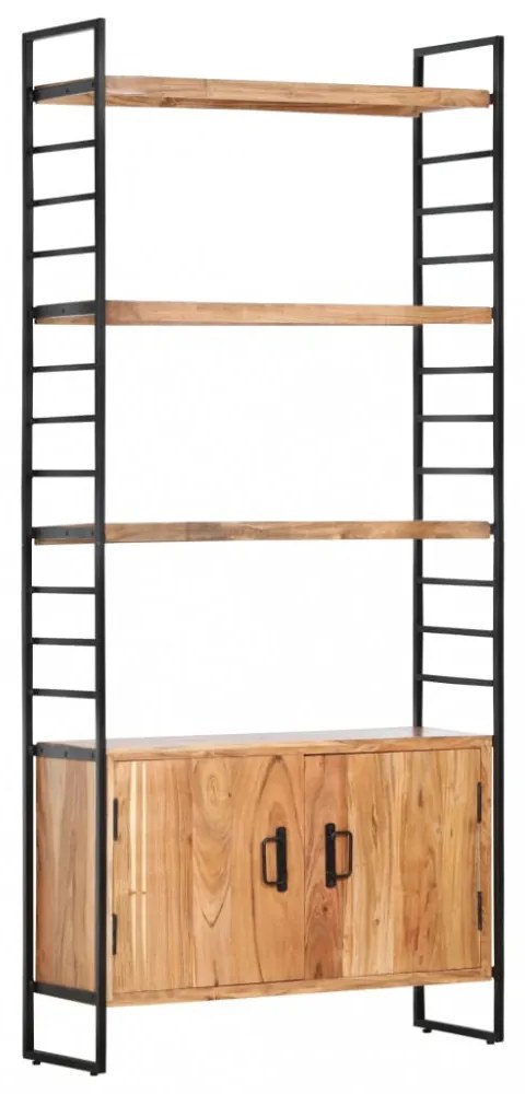 4-szintes tömör akácfa könyvespolc 80 x 30 x 180 cm