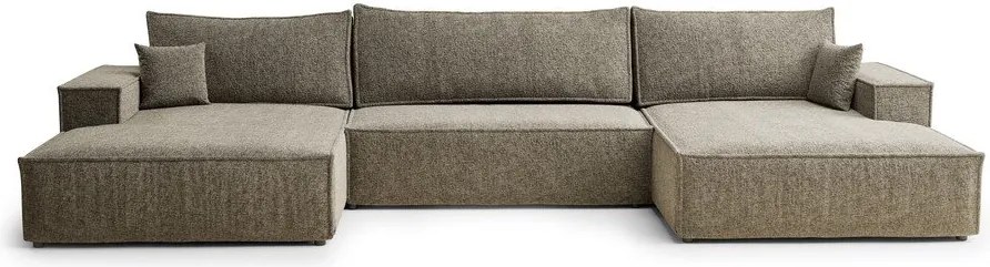 Barna zsenília kinyitható-tárolóhelyes sarokkanapé (U alakú) Kyoto – Maison de Rêve