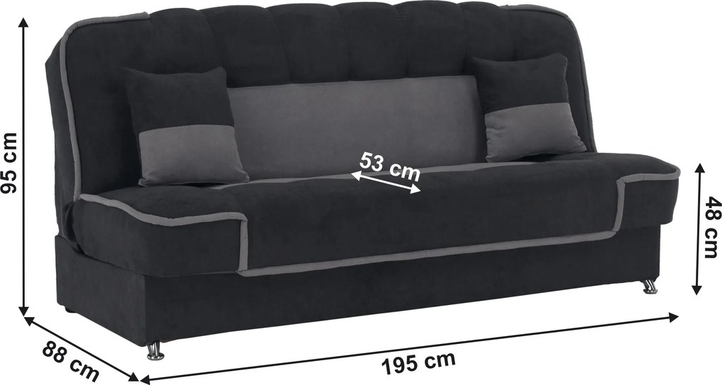 Kinyitható dívány, sötétszürke/világosszürke, PERSI