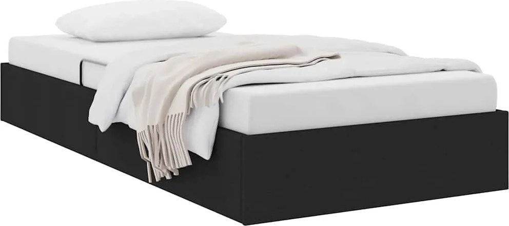 vidaXL Tárolós Ágy fejtámlával tárolóval Fekete 90 x 190 cm szövet