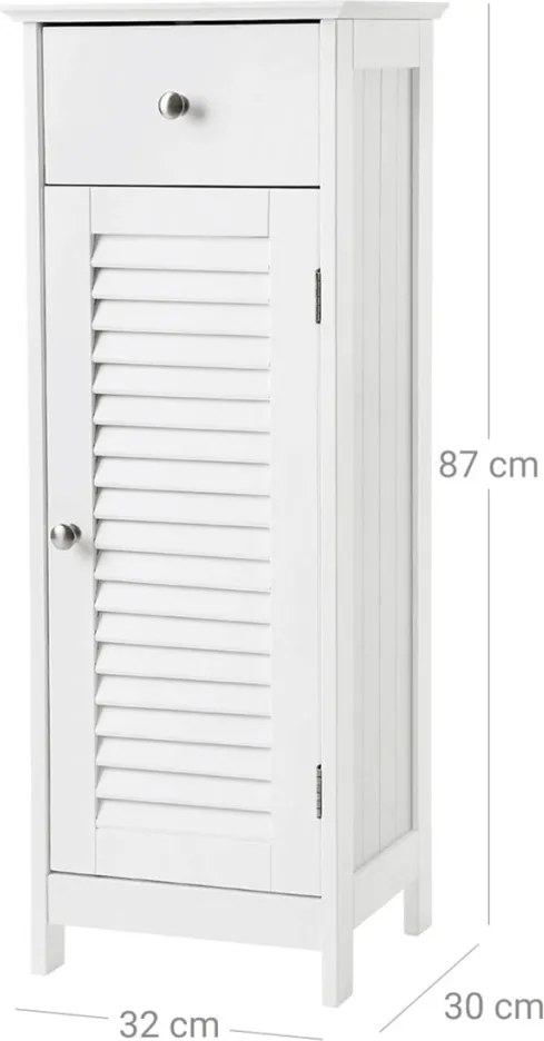Fehér fürdőszobai szekrény AUK-E1143 WT, 32×30×87 cm