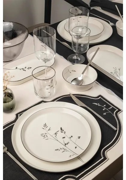 27 darabos étkészlet, fehér/fekete/porcelán