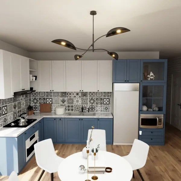 Csillár rúdon LOTUS 4xE14/10W/230V fekete/arany