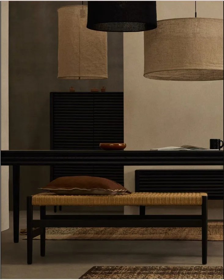 Fekete-natúr színű pad Zaide – Kave Home