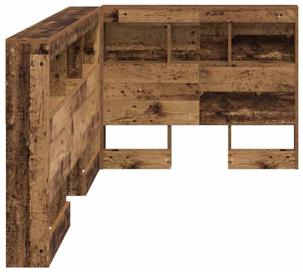 Tároló fejtámla polcokkal fejtámlával Régi fa 100 cm Faanyag