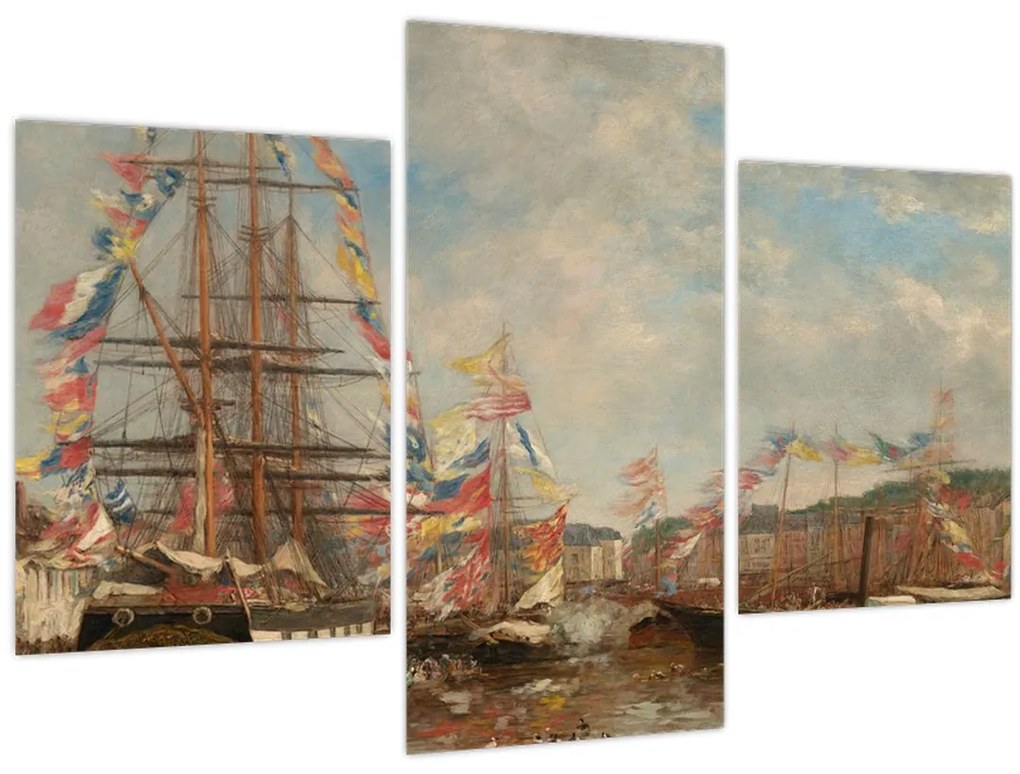 Kép - Eugène Boudin, Festival in the Harbor of Honfleur, reprodukciók (90x60 cm)