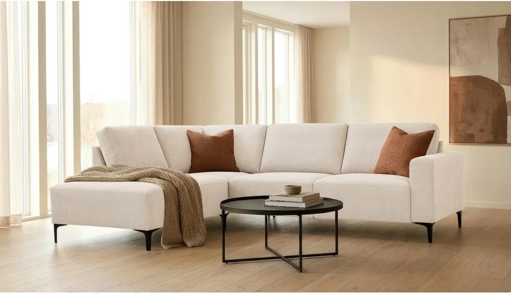 Bézs zsenília sarokkanapé (bal oldali-L alakú) Fabian – Scandic