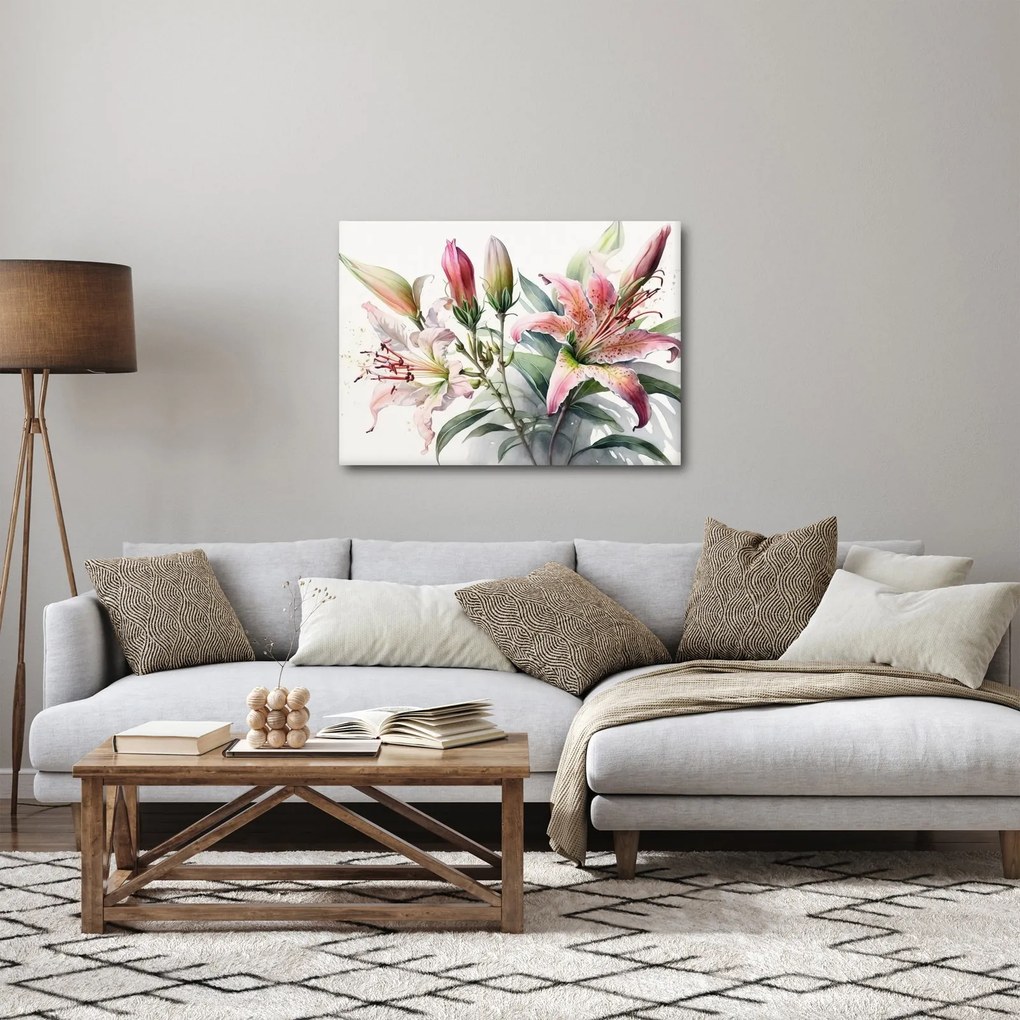 Kép - Liliomok, illusztrációk (70x50 cm)