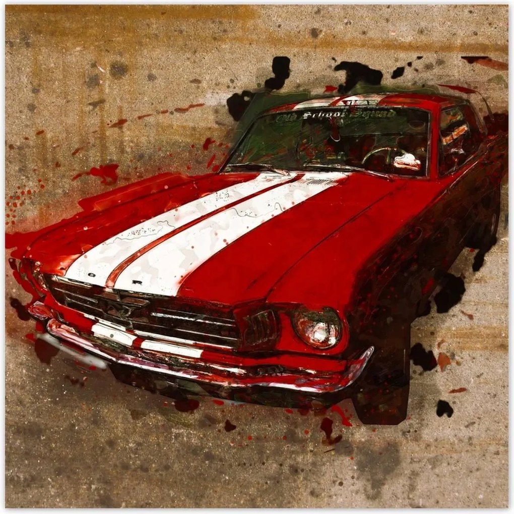Poszter 70x70 Piros Ford Mustang Usa