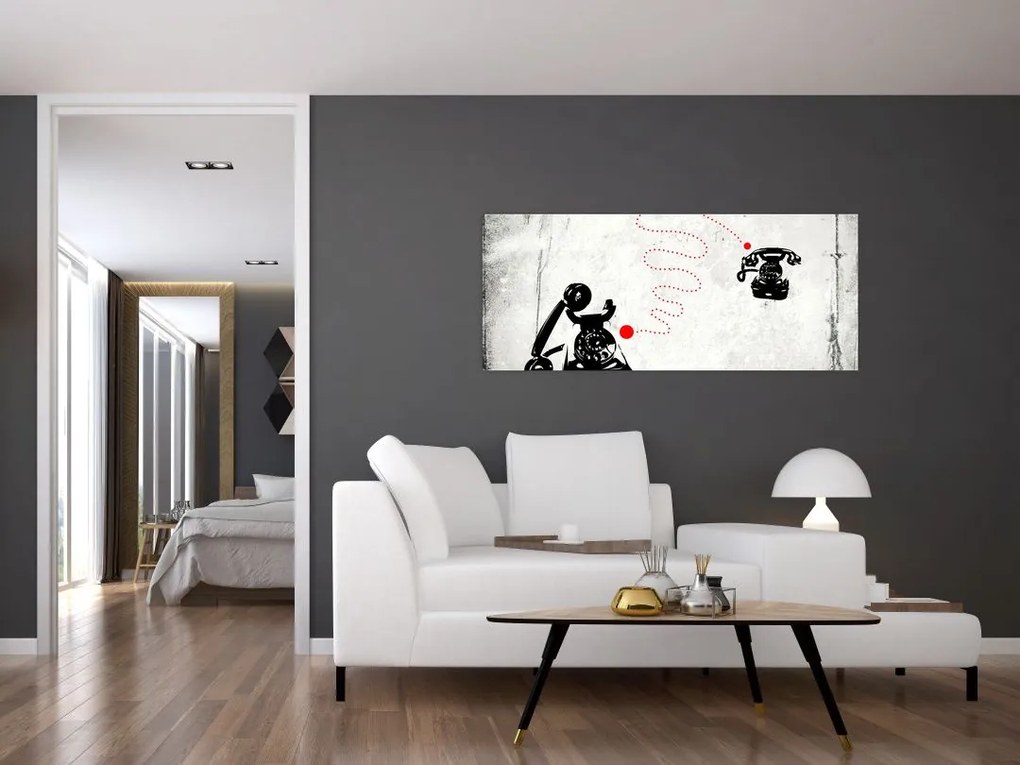 Kép - Telefon rajza Banksy stílusában (120x50 cm)