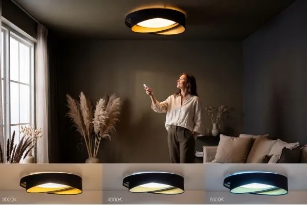 LED dimmelhető mennyezeti lámpa SM. GALAXY M. LED/24W/230V Ø 55 cm fekete/arany + távirányító
