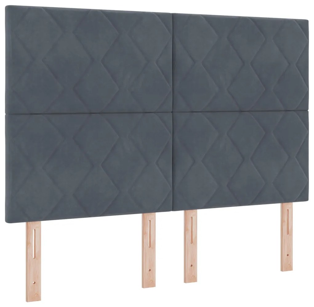 Boxspring Ágy Matraccal és LED-del Sötétszürke 160x200 cm Bársonyos