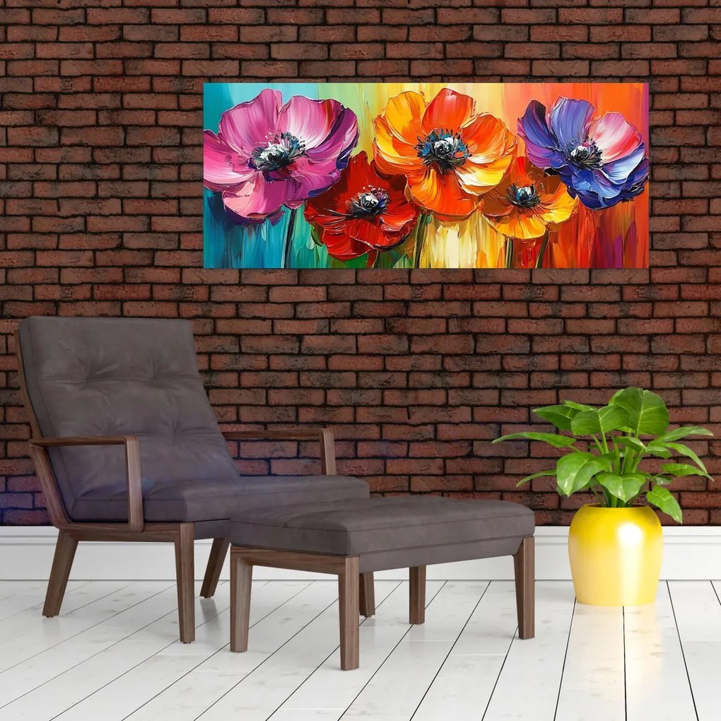 Kép - Öt színes virág (120x50 cm)