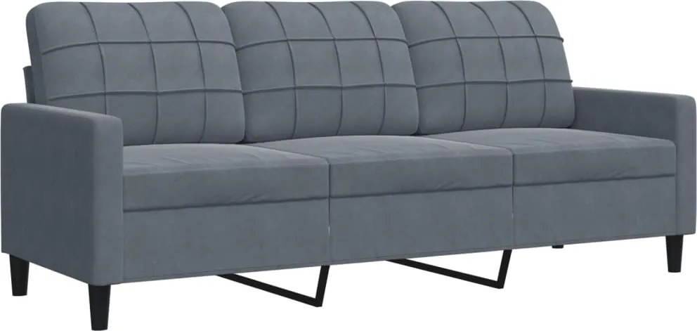 vidaXL 3 személyes sötétszürke bársony kanapé 180 cm