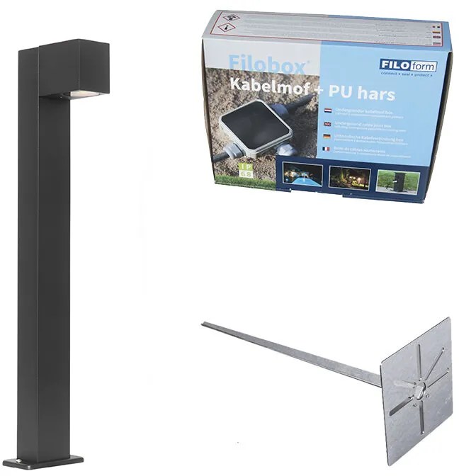 Ipari kültéri állólámpa fekete 65 cm IP44 - Baleno
